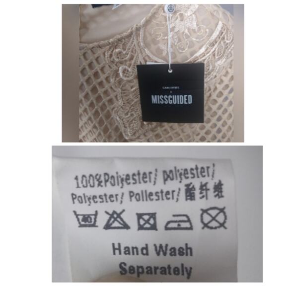 Missguided x Carli Bybel Mesh Lace Long Sleeve Mini Dress Size 4 - Picture 11 of 16